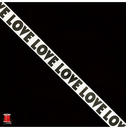 Лента репсовая с надписью (буквами) Love шир.1,5 см арт.030-w цв.комбинированный уп.91 м